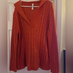 L.A. Blues Vibrant Orange Speckled Hoodie Sweater with Kangaroo pocket.